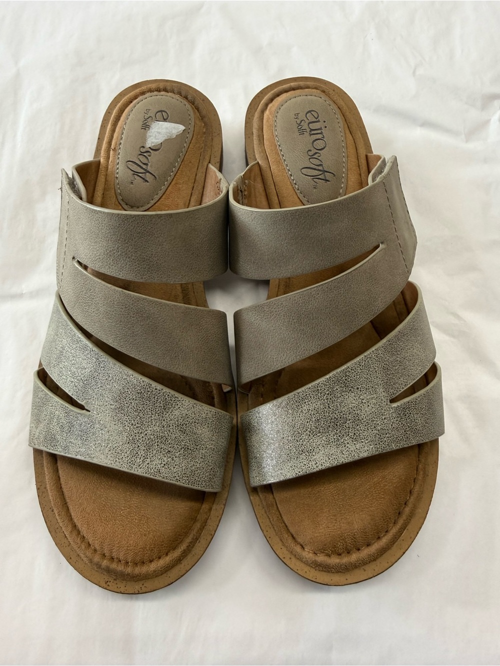 Eurosoft by Sofft Size 6.5M Metallic Strappy Comfort Slide Sandals
